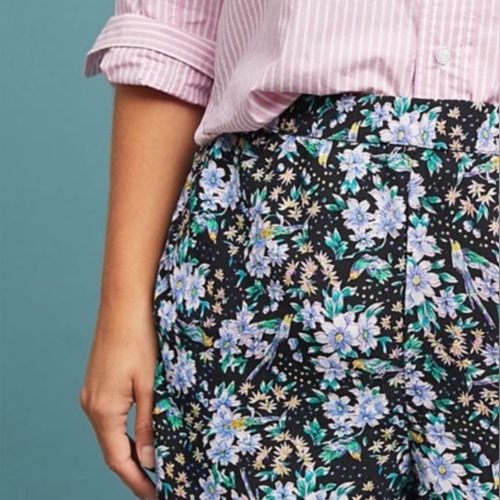 Anthropologie Ett:Twa Black Floral Printed Shorts - Size S - Picture 2 of 5